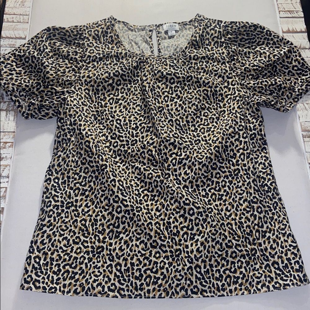 J. Crew AnimalโPrint Puff Sleeve Blouse